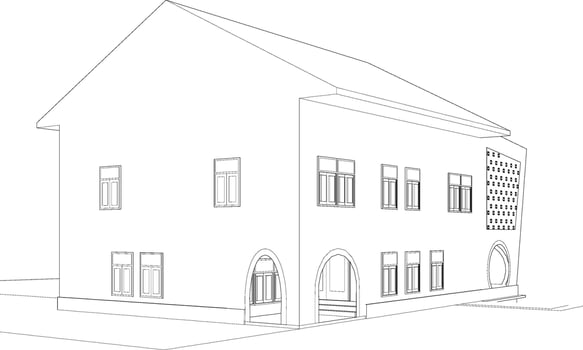 3D illustration of building project vector