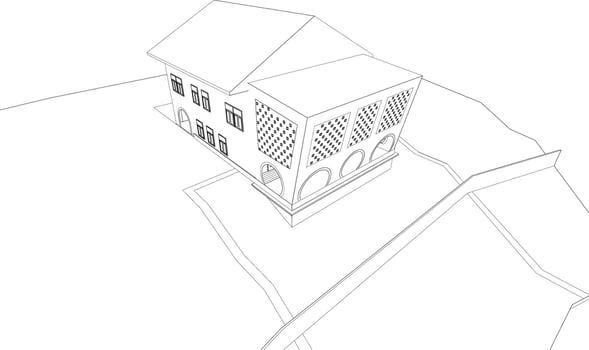3D illustration of building project vector