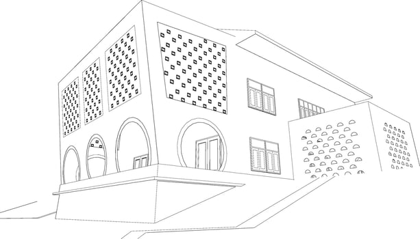 3D illustration of building project vector