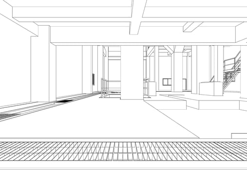 3D illustration of industrial building vector