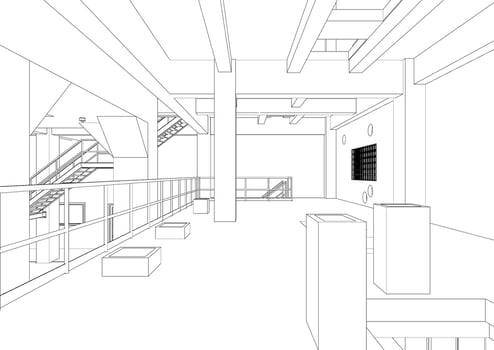 3D illustration of industrial building vector
