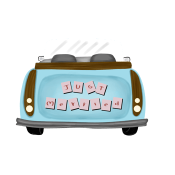 vintage wedding car illustration png