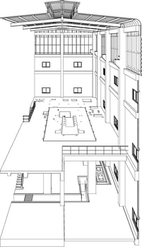 3D illustration of industrial building vector