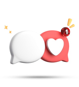 3d rendering of speech love bubble with notification icons, 3D pastel chat love icon set. png
