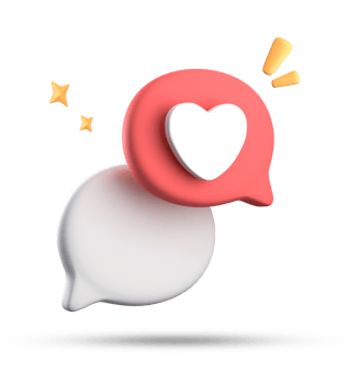 3d rendering of speech love bubble with notification icons, 3D pastel chat love icon set. png