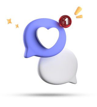 3d rendering of speech love bubble with notification icons, 3D pastel chat love icon set. png