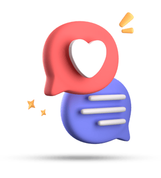 3d rendering of speech love bubble with notification icons, 3D pastel chat love icon set. png