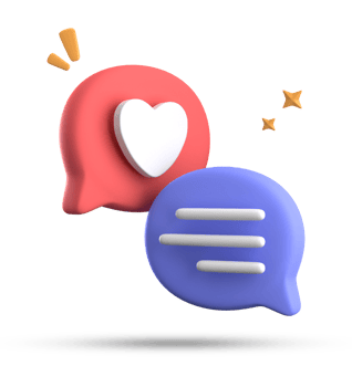 3d rendering of speech love bubble with notification icons, 3D pastel chat love icon set. png