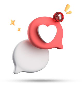 3d rendering of speech love bubble with notification icons, 3D pastel chat love icon set. png