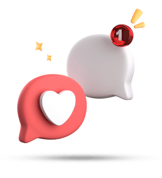 3d rendering of speech love bubble with notification icons, 3D pastel chat love icon set. png