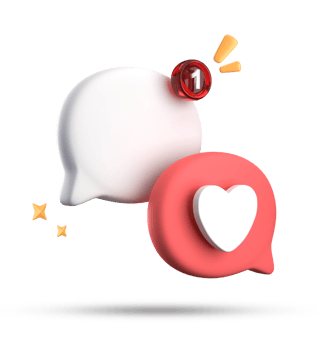 3d rendering of speech love bubble with notification icons, 3D pastel chat love icon set. png