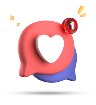 3d rendering of speech love bubble with notification icons, 3D pastel chat love icon set. png