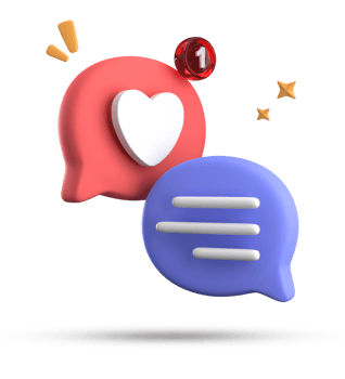 3d rendering of speech love bubble with notification icons, 3D pastel chat love icon set. png