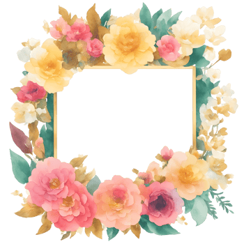 Romantic flower frame clip art png