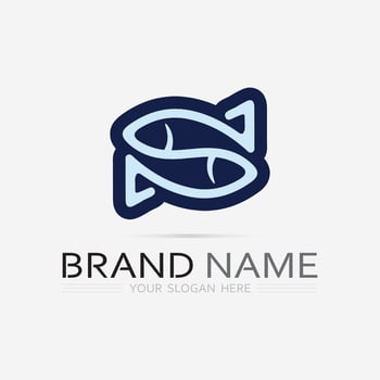 Fish abstract icon design logo template,Creative vector symbol of fishing club or online shop.