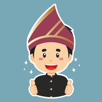 Happy Bengkulu Indonesian Character Sticker vector