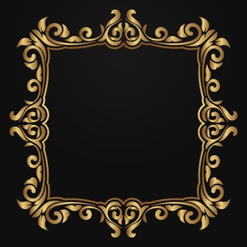 Vintage frame gold floral ornament vector