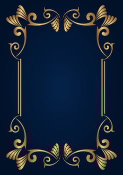 Vintage frame gold floral ornament vector