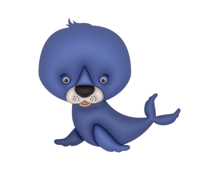 3D cute seal design on a transparent background png