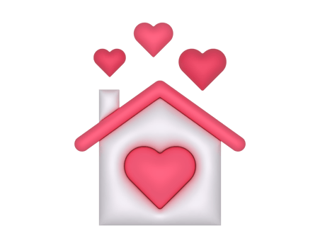 3D Home Sweet Home And Pink Hearts on a transparent background png