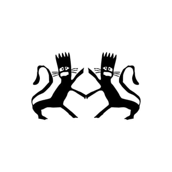 Naive Illustration of the Pair Lion wear Crown, Ugly but Artistic, can use for Logo Type, Art Illustration, Website or Graphic Design Element. Vector Illustration
