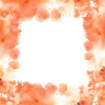 Abstract square frame with watercolor orange stains with Place for your text Hand painted illustration. Design template for wedding invitations, greeting cards, banners, prints. png