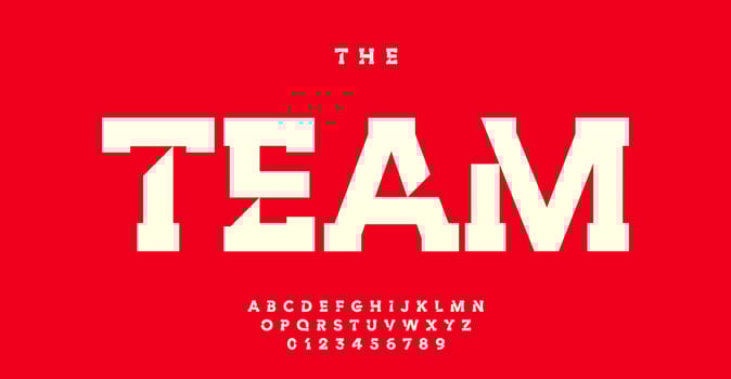 Geometric alphabet, bevel cutout letters and numbers, strength futuristic sports font for modern logo, emphasis headline, contemporary typography, innovative typographic design. Vector typeset.