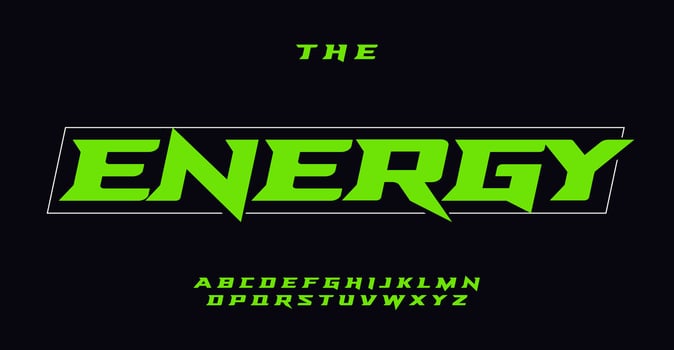 Energetic sports alphabet, dynamic italic edgy acute spike letters, racing font for speed logo, emphasis headline, speedy heroes typography, modern typographic design. Vector typeset