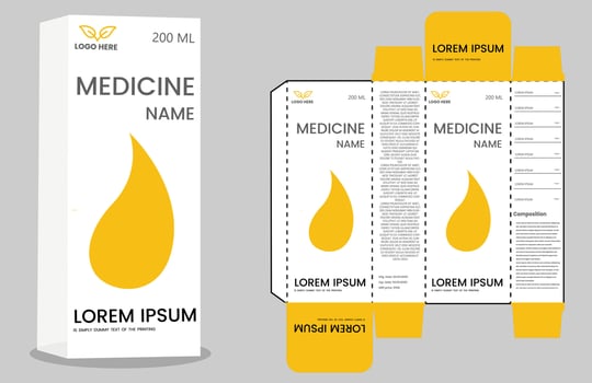 Box design. Box packaging die-cut template design. Packaging template for medicine vector