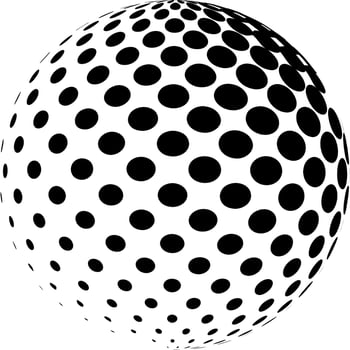 Sphere halftone pattern. Dotted orb design element isolated vector