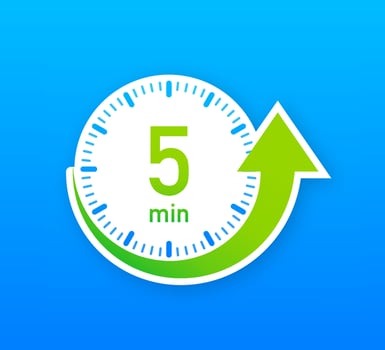 The 5 minutes, stopwatch vector icon. Stopwatch icon in flat style, timer on on color background. Vector illustration