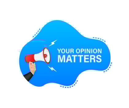 Megaphone Hand, business concept with text Your opinion matters vector