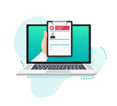 Clipboard in doctors hand. Make notes in patient card. medical report. analysis or prescription concept. Vector illustration