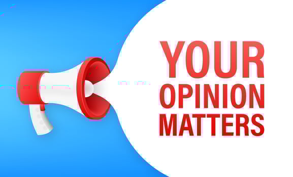 Megaphone banner, business concept with text Your opinion matters. Vector illustration