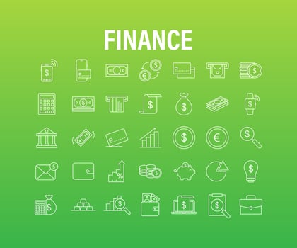 Money, finance, payments. Set outline web icon Vector stock illustration.