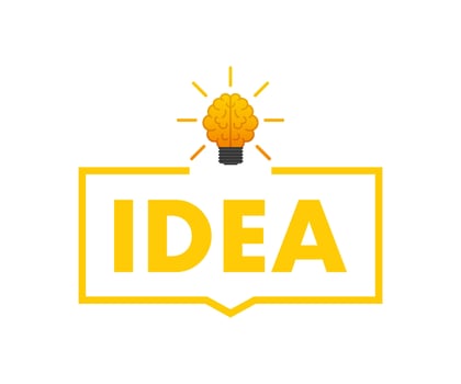 Flat idea for concept design. Lightbulb icon. Idea, solution, business, strategy concept. Vector stock illustration.