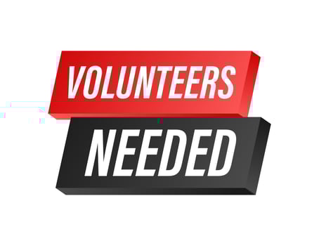 Megaphone label with volunteers needed. Megaphone banner. vector