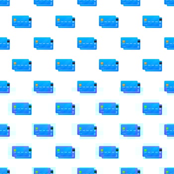 Blue simple credit card pattern on white background. Vector Illustration