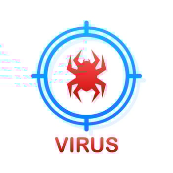Computer virus in flat style. Protection symbol. Internet technology. Data protection vector