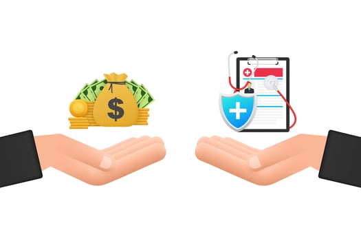 Medical insurance compare money, great design for any purposes. Flat vector illustration. Medical treatment