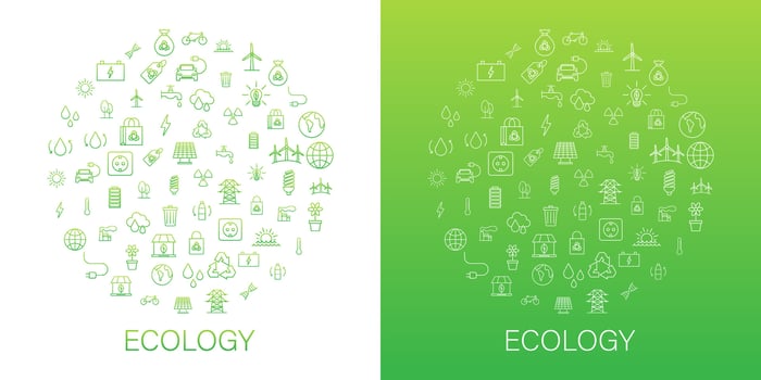 Set ecology, nature. Solar power. Save planet Vector stock illustration