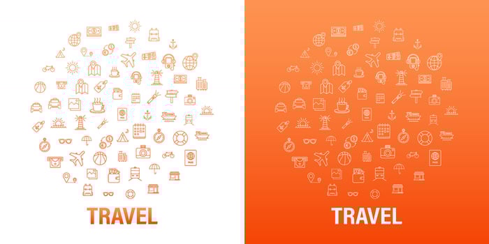 Set round travel icon for web design. Business icon. Vector stock illustration