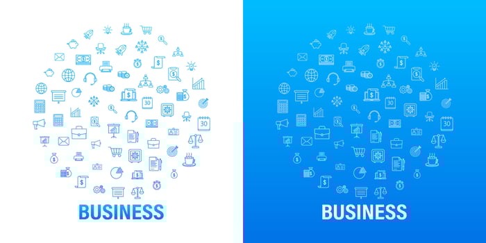 Global network connection. Business line icon round set. Marketing network. Money line icon set. Vector stock illustration