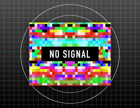Pixel art no signal. Glitch camera effect. Vector image