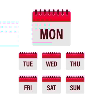 Flat color icon calendar set. Calendar reminder. Month, week, year. Vector background. Flat vector illustration