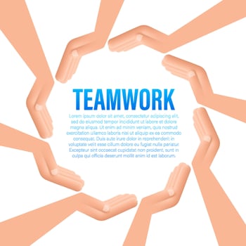 Abstract teamwork hands sign for concept design. Business concept. Teamwork, cooperation vector