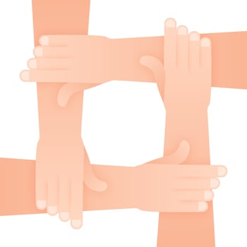 Abstract teamwork hands sign for concept design. Business concept. Teamwork, cooperation vector