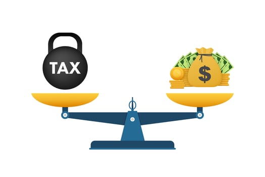 Tax scale in flat style. Business concept. Tax scale, great design for any purposes. Vector concept