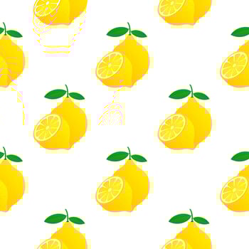 Lemon pattern. Yellow lemon vector illustration isolated on white background