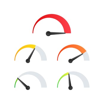 Risk icon on speedometer. High risk meter. Vector stock illustration.